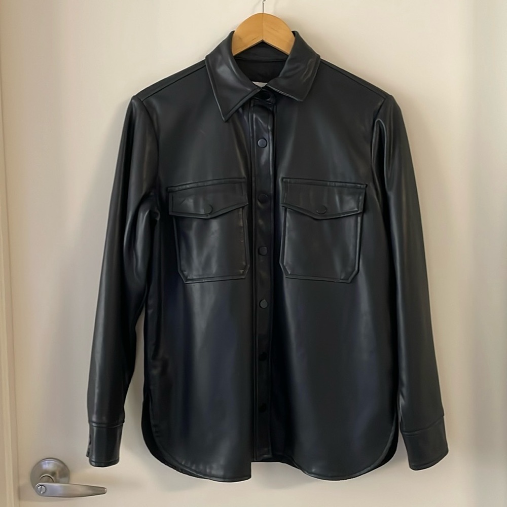 Topshop Faux Leather Black Xs Jacket